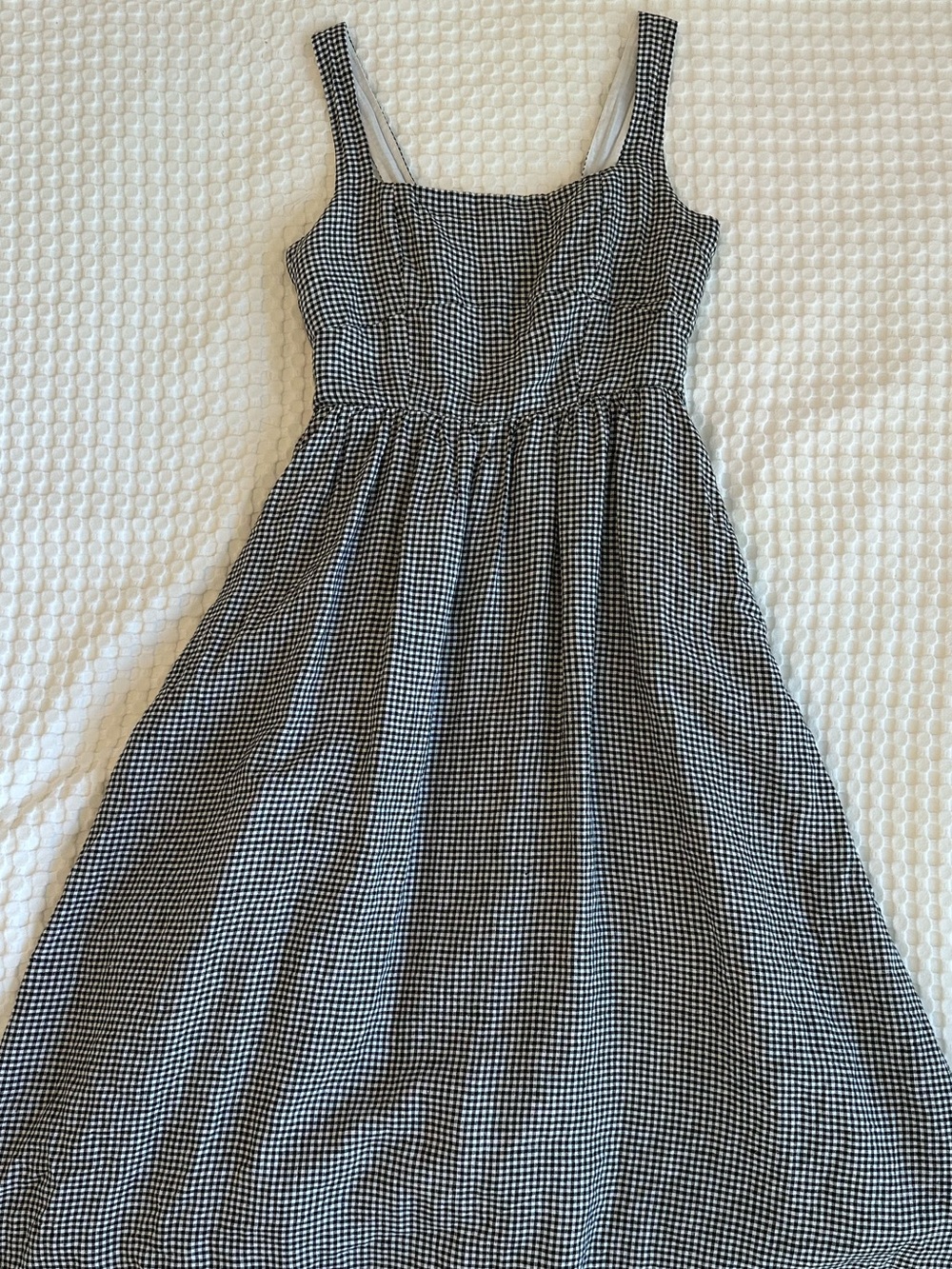 Quince 100% European Linen Fit & Flare Midi Dress Size S in Classic Mini Gingham - Picture 6 of 8